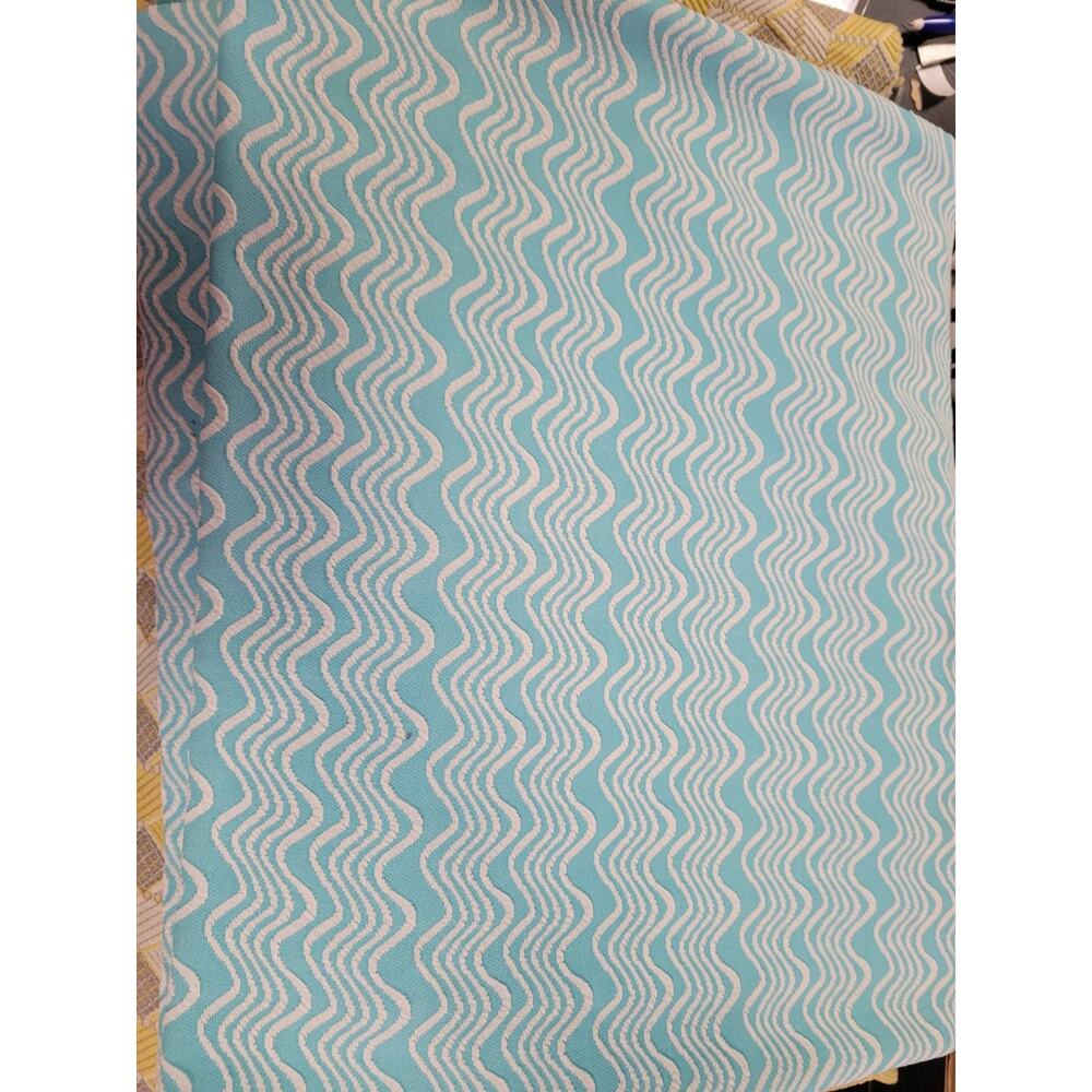 Vintage MCM blue & White Patterned Fabric Polyester??
